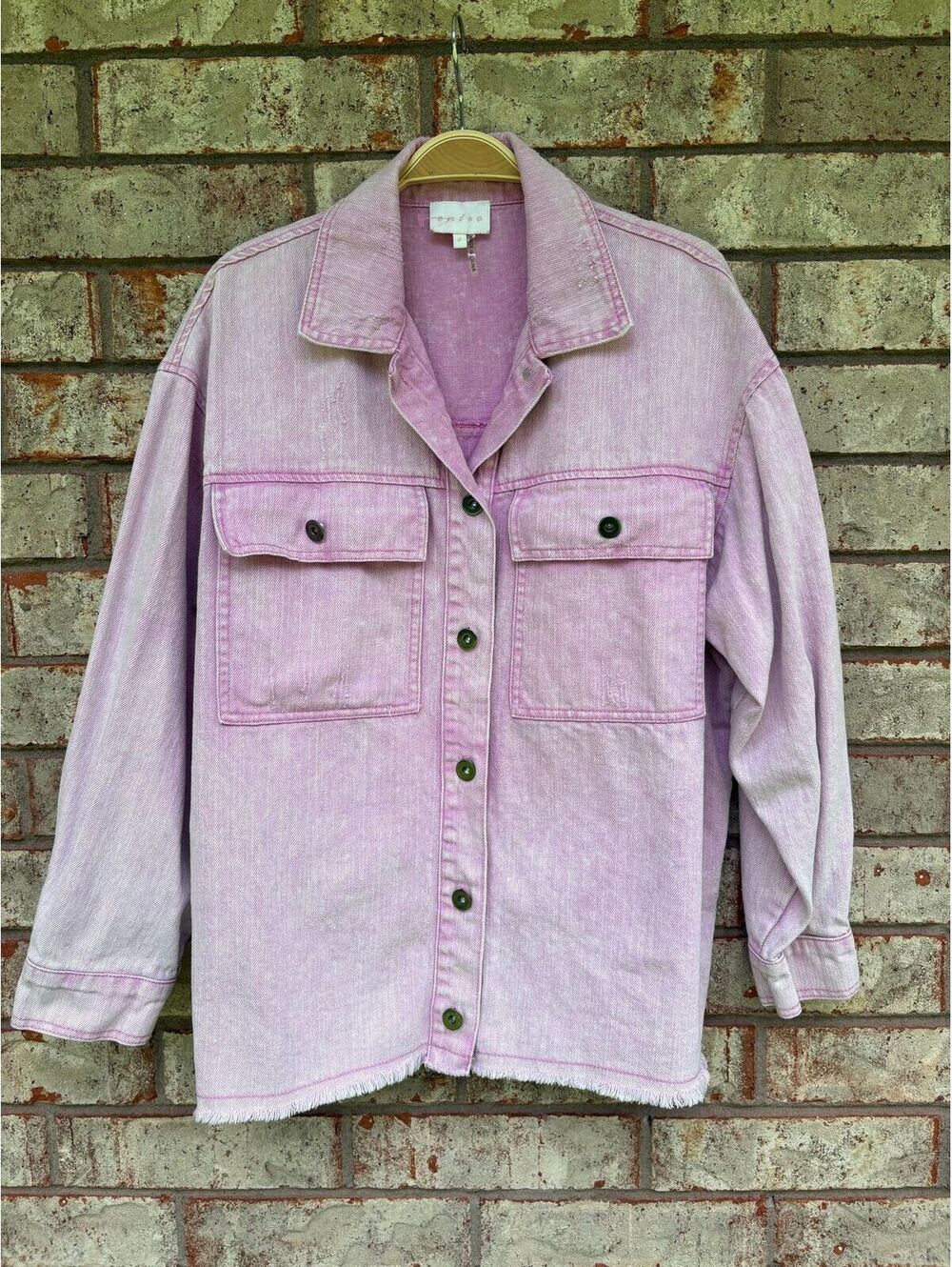 entro pink denim jacket with raw hem Size S